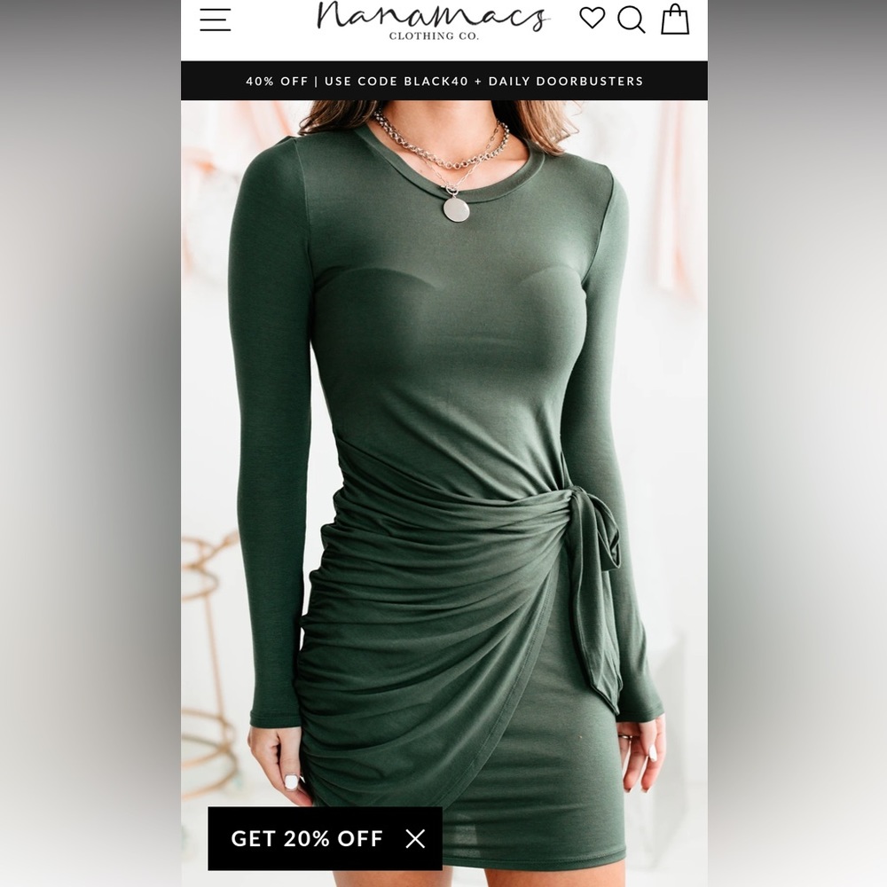 Longe sleeve crew neck side tie bodycon